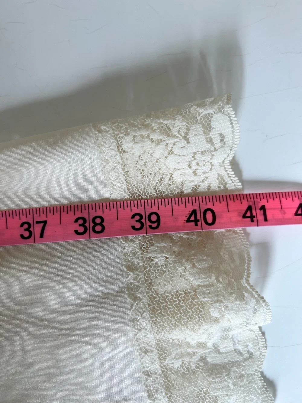 Vintage Mel Lin Cream Lace Trim Slip Dress Nylon Adjustable Straps S/M (Tag 42) - Picture 12 of 12